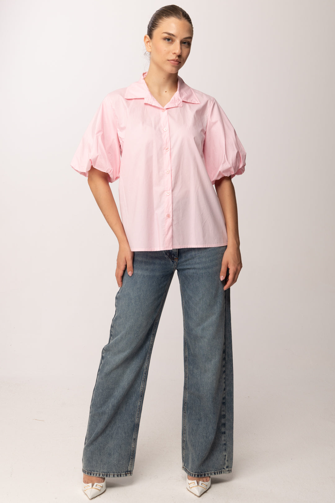 Khloe Femme Camicia con Maniche Balloon 26010 ROSA