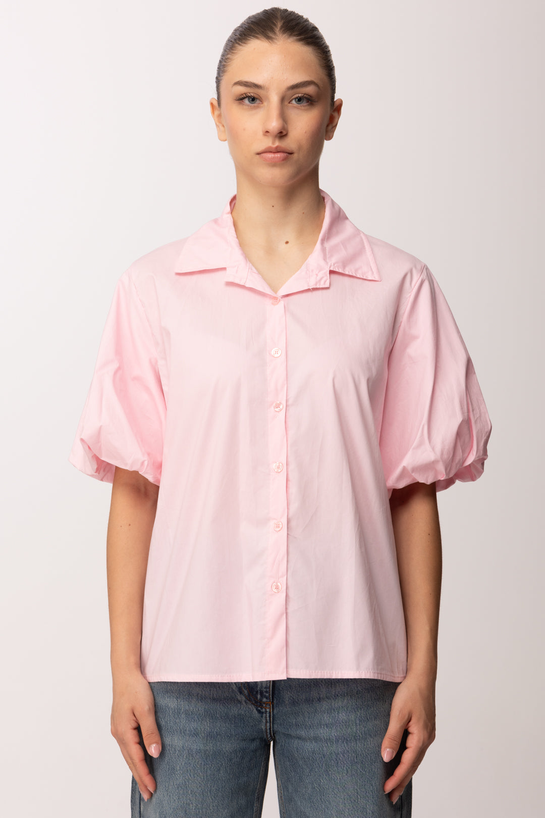 Khloe Femme Camicia con Maniche Balloon 26010 ROSA