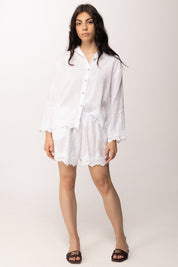 Khloe Femme Camicia con Orli In Pizzo Sangallo 26353 BIANCO