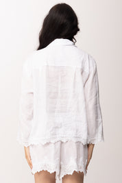 Khloe Femme Camicia con Orli In Pizzo Sangallo 26353 BIANCO