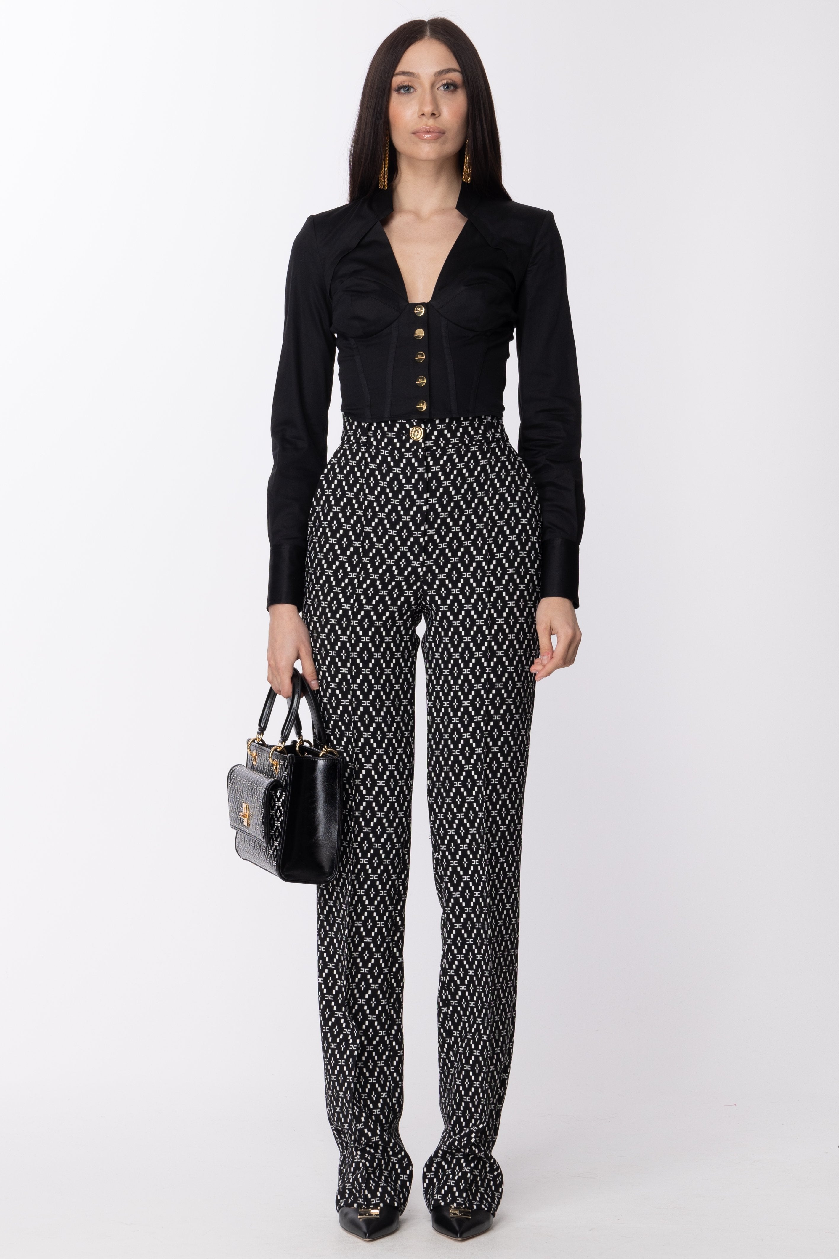 Elisabetta Franchi Camicia Corta a Bustier CA00731E2 NERO