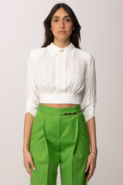 Elisabetta Franchi Camicia Corta In Georgette con Fusciacca CA14761E2 AVORIO