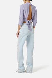 Elisabetta Franchi Camicia Corta In Georgette con Fusciacca CA14761E2 LILLA