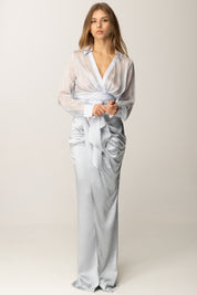 Elisabetta Franchi Camicia Corta In Voile con Fusciacca CA13257E2 STARLIGHT