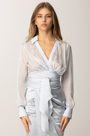 Elisabetta Franchi Camicia Corta In Voile con Fusciacca CA13257E2 STARLIGHT