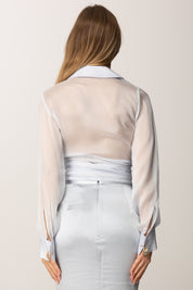 Elisabetta Franchi Camicia Corta In Voile con Fusciacca CA13257E2 STARLIGHT