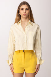Patrizia Pepe Camicia Crop a Righe 8C0856 A544 VANILLA STRIPES
