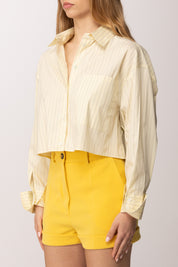 Patrizia Pepe Camicia Crop a Righe 8C0856 A544 VANILLA STRIPES