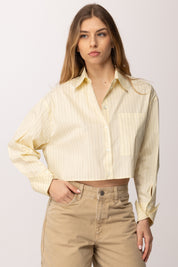 Patrizia Pepe Camicia Crop a Righe 8C0856 A544 VANILLA STRIPES