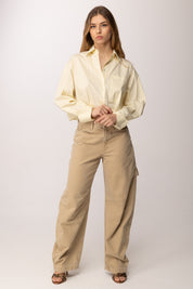 Patrizia Pepe Camicia Crop a Righe 8C0856 A544 VANILLA STRIPES