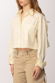 Patrizia Pepe Camicia Crop a Righe 8C0856 A544 VANILLA STRIPES