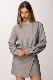 Patrizia Pepe Camicia Crop a Righe 8C0856 A544 VANILLA STRIPES