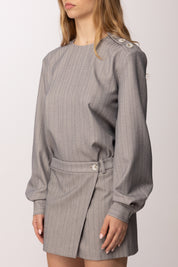 Patrizia Pepe Camicia Crop a Righe 8C0856 A544 VANILLA STRIPES