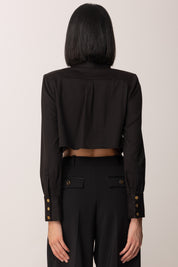 Elisabetta Franchi Camicia Crop con Bottoni a Doppia Fila CA09756E2 NERO