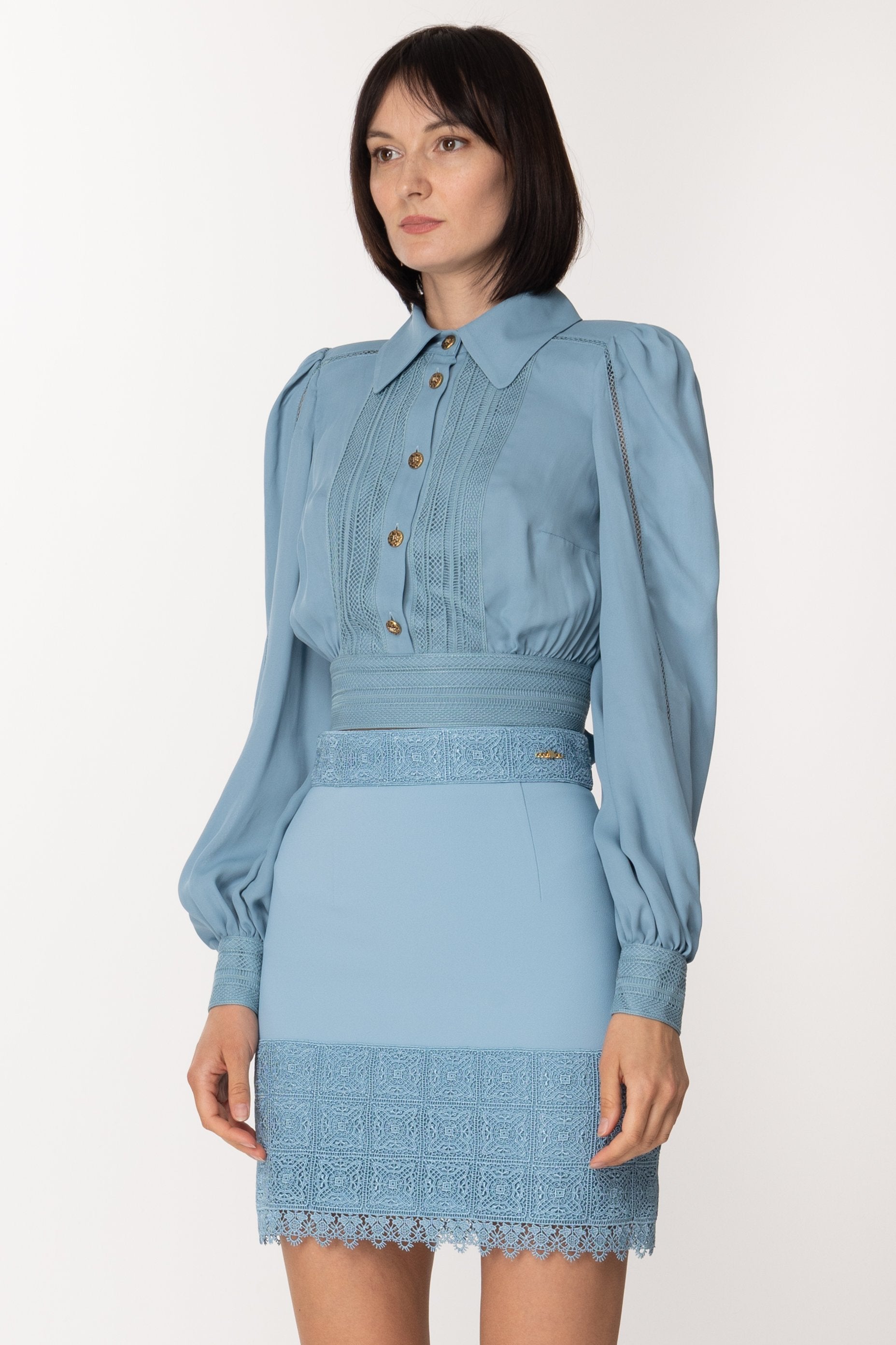 Elisabetta Franchi Camicia Crop con Dettagli a Jour
 CA04432E2 CARTADAZUCCHERO