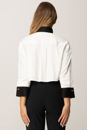 Elisabetta Franchi Camicia Crop con Plissettatura CA10056E2 BIANCO/NERO