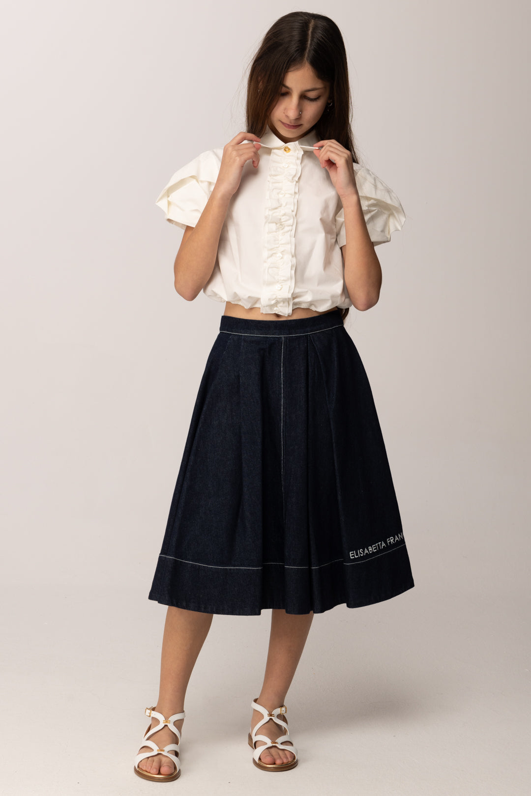 Camicetta Crop Top Y2K Floerns Con Maniche A Sbuffo, Scollo Quadrato E Fiocco Frontale – Taglie XS-L - 2
