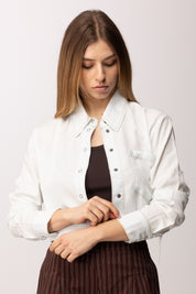 Patrizia Pepe Camicia Crop In Lyocell 2C1665 D9A0 SUPER BLEACH TENCE