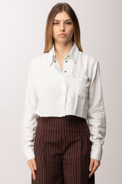 Patrizia Pepe Camicia Crop In Lyocell 2C1665 D9A0 SUPER BLEACH TENCE