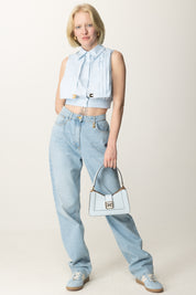 Elisabetta Franchi Camicia Crop In Popeline con Mantellina CA05351E2 SKY BLUE