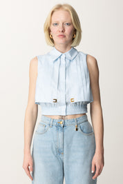 Elisabetta Franchi Camicia Crop In Popeline con Mantellina CA05351E2 SKY BLUE