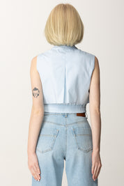 Elisabetta Franchi Camicia Crop In Popeline con Mantellina CA05351E2 SKY BLUE