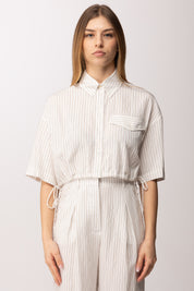 Patrizia Pepe Camicia Cropped a Righe con Laccetti Laterali 2C1714 A766 WHITECOMMUNIONSTRI