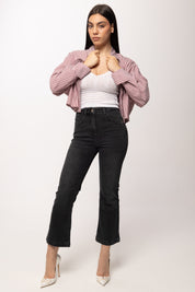 Patrizia Pepe Camicia Cropped a Righe con Tasca e Colletto Morbido 8C0856 A544 HOT BROWN STRIPES