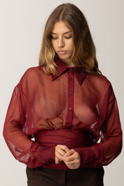Aniye By Camicia Cropped Trasparente Ivette 181314 RUBINO