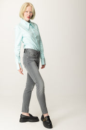 Patrizia Pepe Camicia Dal Taglio Fitted con Colletto Ampio 2C1585 A1VX WATER LILY