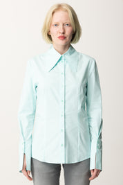 Patrizia Pepe Camicia Dal Taglio Fitted con Colletto Ampio 2C1585 A1VX WATER LILY