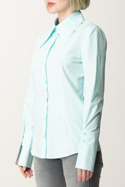 Patrizia Pepe Camicia Dal Taglio Fitted con Colletto Ampio 2C1585 A1VX WATER LILY