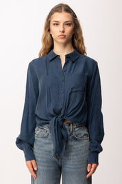 Patrizia Pepe Camicia Fluida con Nodo In Vita 8C0869 A704 LAGOON  BLUE