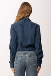 Patrizia Pepe Camicia Fluida con Nodo In Vita 8C0869 A704 LAGOON  BLUE