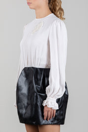 Elisabetta Franchi Bambina Camicia Girocollo con Applicazione Piuma e Polsini con Ruches EFAB7070VI011.0100
