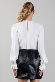Elisabetta Franchi Bambina Camicia Girocollo con Applicazione Piuma e Polsini con Ruches EFAB7070VI011.0100