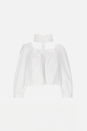 Elisabetta Franchi Camicia In Cotone con Collo Alto Cut-out CA17566E2 BIANCO
