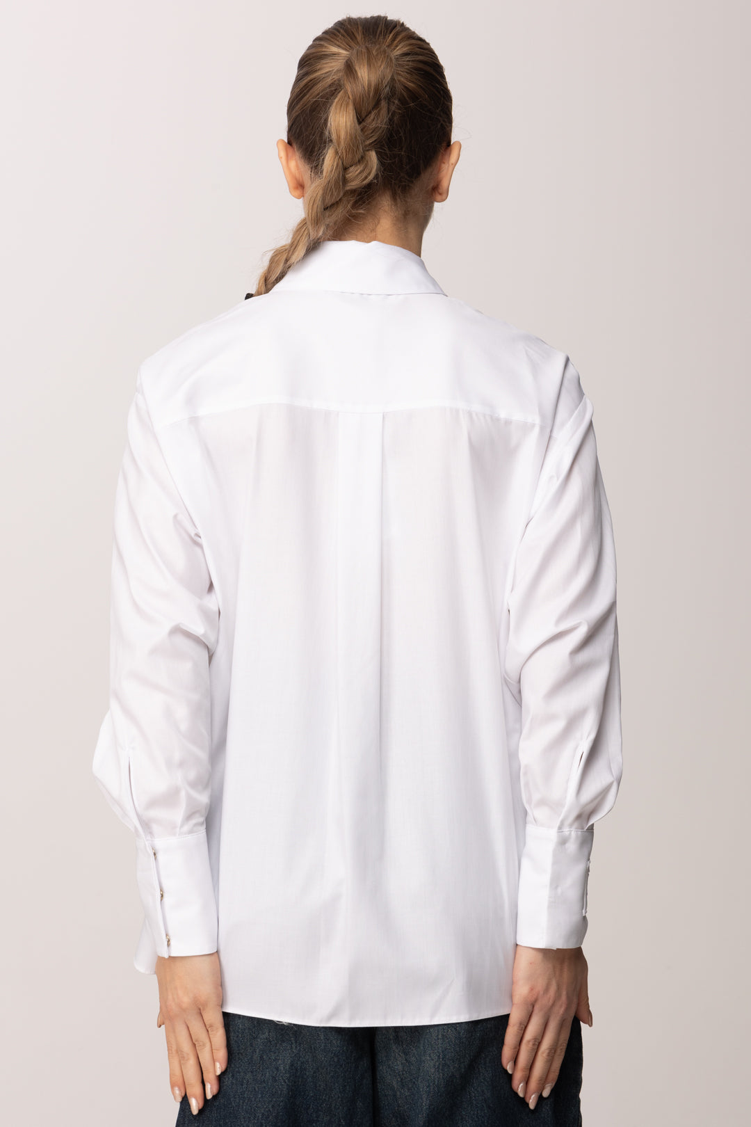 Elisabetta Franchi Camicia In Cotone con Cravatta In Tinta CA15261E2 BIANCO