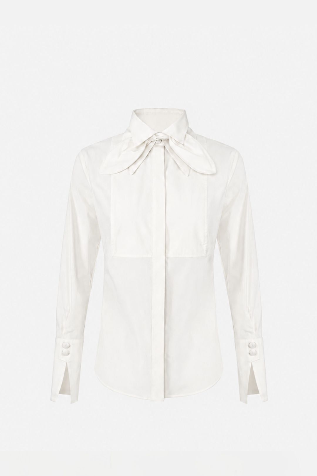 Elisabetta Franchi Camicia In Cotone con Fiocco CA16266E2 BIANCO