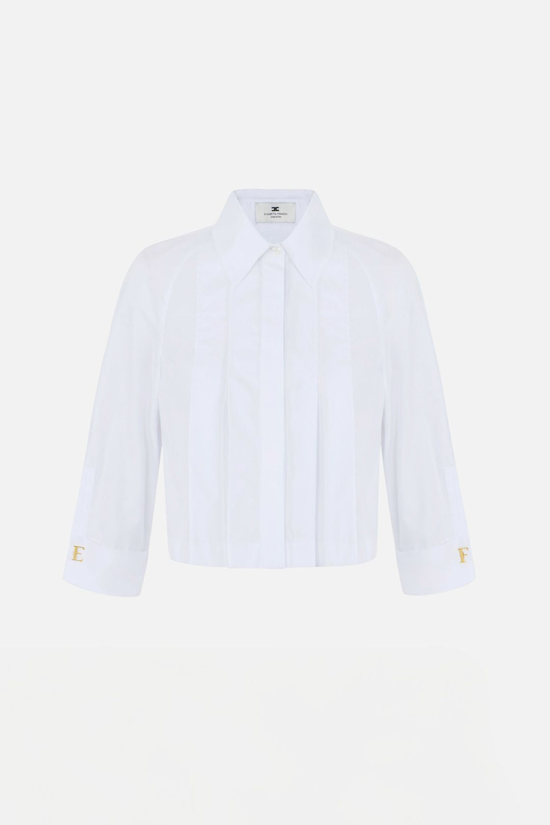 Elisabetta Franchi Camicia In Cotone con Plastron e Gemelli Logo CA17766E2 BIANCO