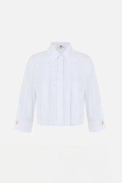 Elisabetta Franchi Camicia In Cotone con Plastron e Gemelli Logo CA17766E2 BIANCO