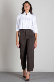 Elisabetta Franchi Camicia In Cotone con Plastron e Gemelli Logo CA17766E2 BIANCO