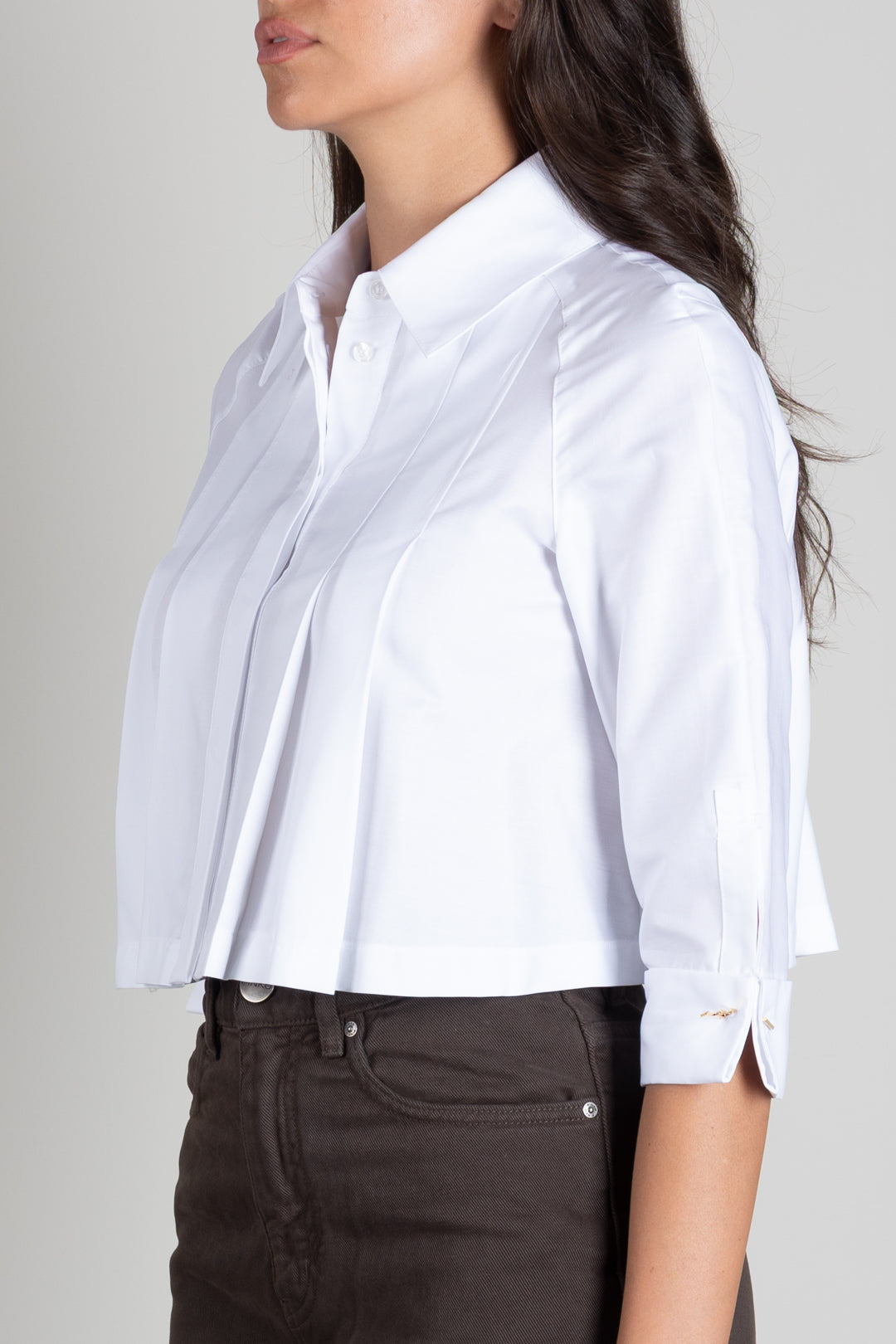 Elisabetta Franchi Camicia In Cotone con Plastron e Gemelli Logo CA17766E2 BIANCO