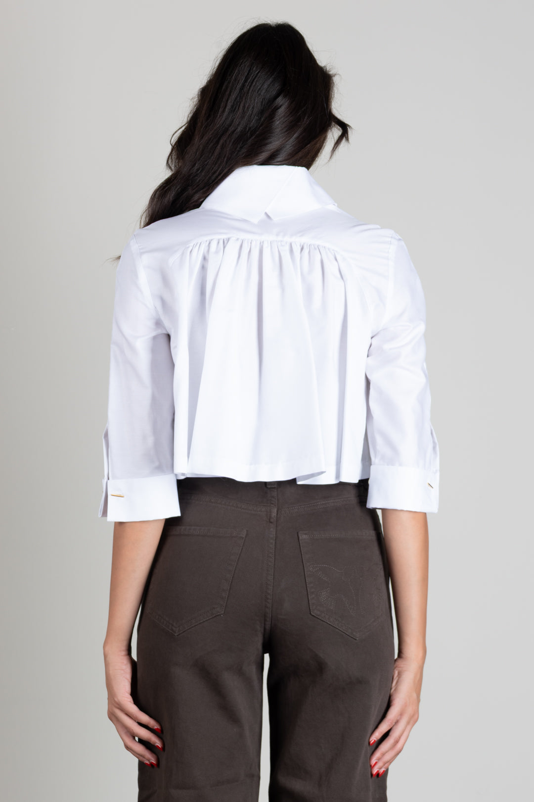 Elisabetta Franchi Camicia In Cotone con Plastron e Gemelli Logo CA17766E2 BIANCO