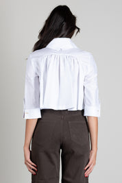 Elisabetta Franchi Camicia In Cotone con Plastron e Gemelli Logo CA17766E2 BIANCO