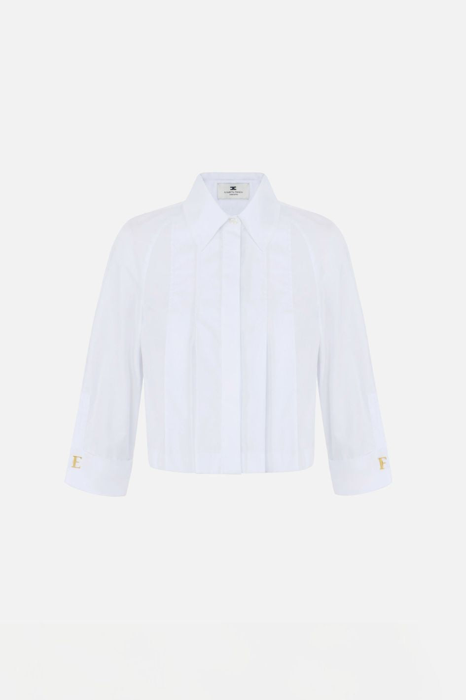 Elisabetta Franchi Camicia In Cotone con Plastron e Gemelli Logo CA17766E2 BIANCO