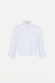 Elisabetta Franchi Camicia In Cotone con Plastron e Gemelli Logo CA17766E2 BIANCO