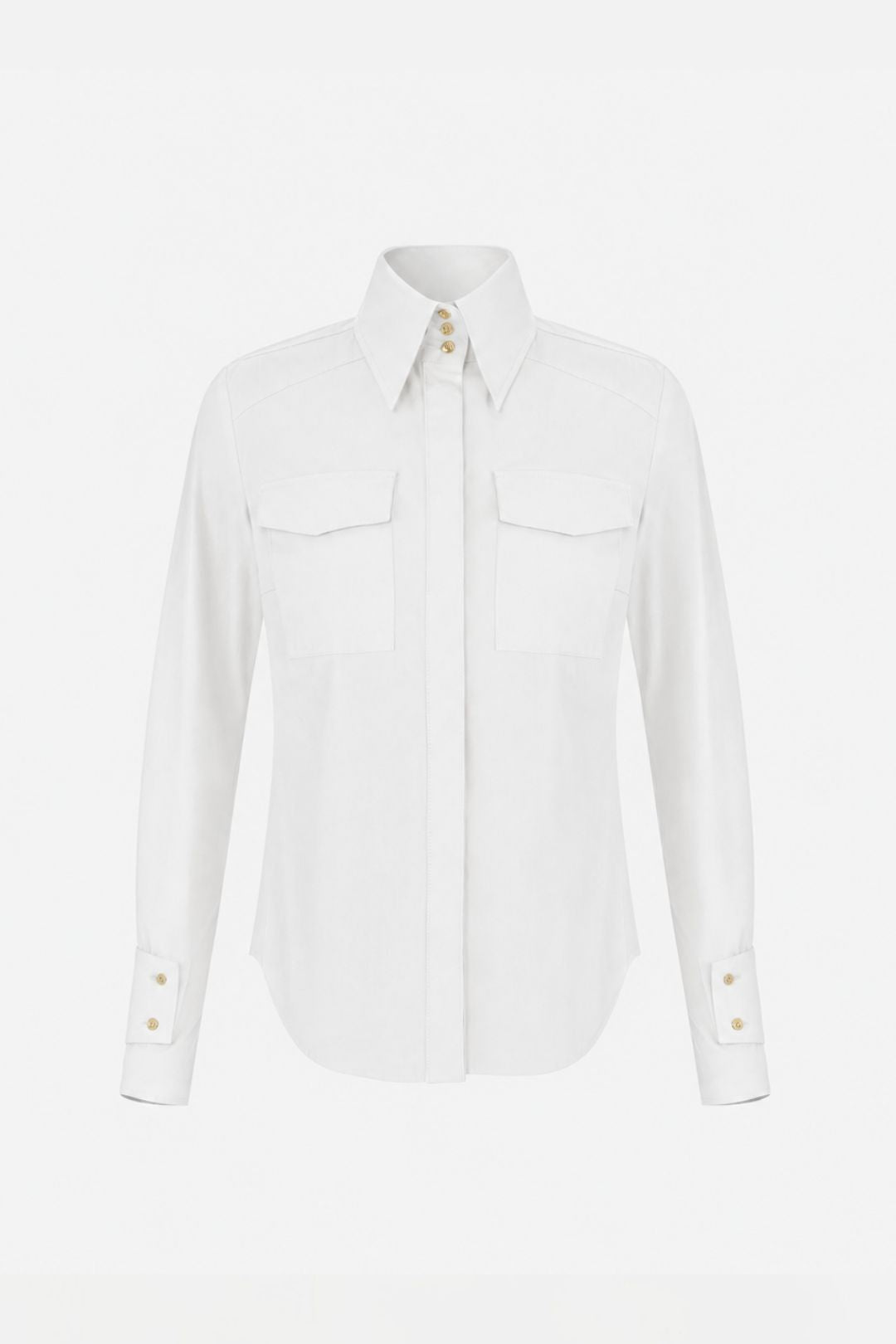 Elisabetta Franchi Camicia In Cotone con Tasche Applicate CA17466E2 BIANCO
