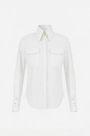 Elisabetta Franchi Camicia In Cotone con Tasche Applicate CA17466E2 BIANCO