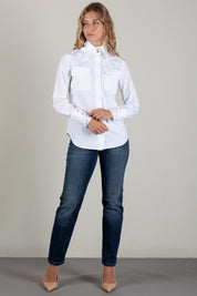 Elisabetta Franchi Camicia In Cotone con Tasche Applicate CA17466E2 BIANCO